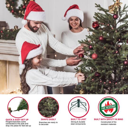 9ft. Pre-Lit Slim Flocked Fraser Fir Artificial Christmas Tree, Clear Lights